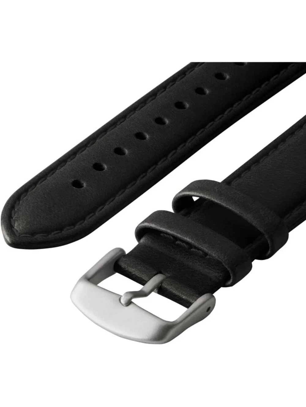 Men's Black/Matched Thread, Matte Silver Hardware Leather Straps Apple Watch